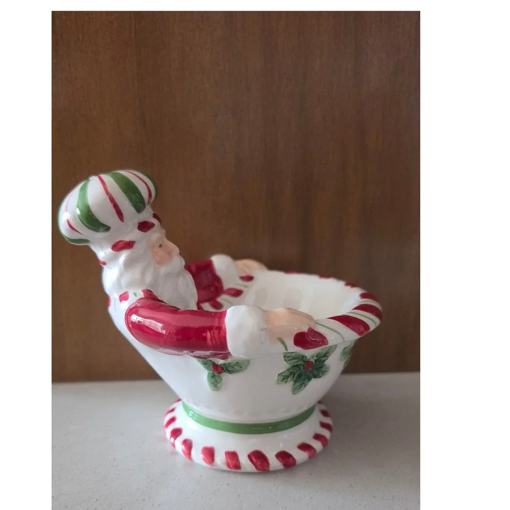 Spode Christmas Tree Peppermint Santa Bowl Ceramic Holiday Dip Dish